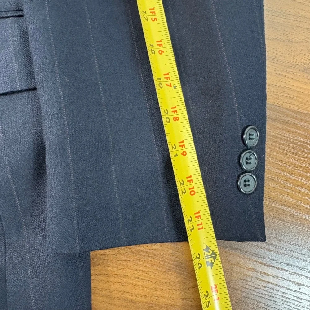 Evan-Picone Mens Navy Blue Pinstripe Pure Wool Blazer Sport Coat 46R Made in USA